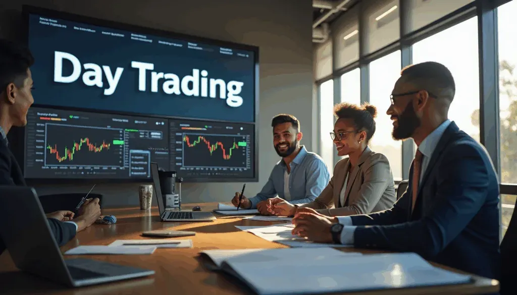 Diverse group trading in modern Johannesburg office