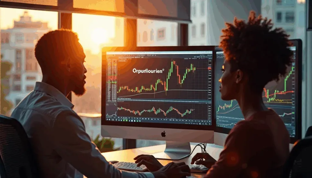 South African forex analysts work together in modern office.